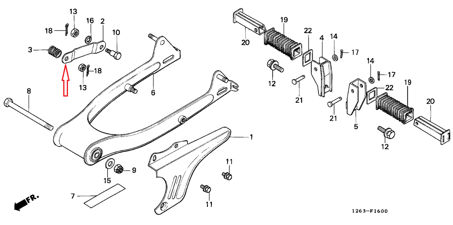HONDA CHALY CF50, CF70, ST70C/K, ST50C/J/K/L, GENUINE BRAKE STOPPER ARM
