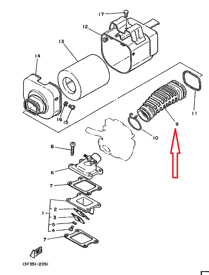 YAMAHA CHAPY LB50 GENUINE  JOINT AIR CLEANER