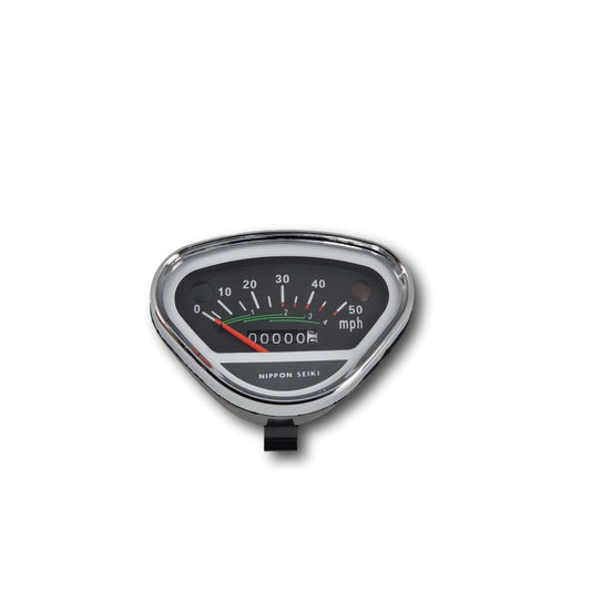 Nippon Seiki speedometers, 50mph maximum and 4-speed gearbox